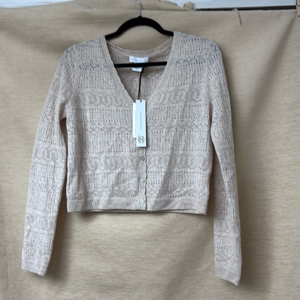 House of Harlow 1960 Cashmere Cardigan in Beige Light Cropped Size Medium NWT